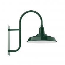 Montclair Light Works WMF185-42-W18-L13 - 18&#34; Warehouse shade, LED Wall Mount light with wire grill, Forest Green