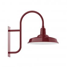 Montclair Light Works WMF185-55-W18-L13 - 18&#34; Warehouse shade, LED Wall Mount light with wire grill, Barn Red