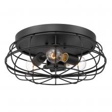 Worldwide Lighting Corp E30002-001 - Montego 15 in. 3-Light Matte Black Metal Cage Flush Mount