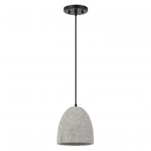 Worldwide Lighting Corp E80017-001 - Remington 1-Light Black Finish Concrete Grey Shade Pendant 7.25&#34;D X 8.63&#34;H