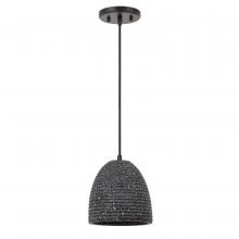 Worldwide Lighting Corp E80018-001 - Remington 1-Light Black Finish Concrete Grey Shade Pendant 7.25&#34;D X 8.63&#34;H