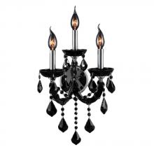 Worldwide Lighting Corp W23113C12-BL - Lyre Collection 3 Light Chrome Finish and Black Crystal Candle Wall Sconce 12&#34; W x 20&#34; H Med