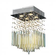 Worldwide Lighting Corp W33261C12-GT - Torrent Collection 4 Light Chrome Finish and Golden Teak Crystal Flush Mount Ceiling Light 12&#34; L