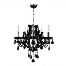 Worldwide Lighting Corp W83116C19-BL - Lyre Collection 5 Light Chrome Finish and Black Crystal Chandelier 19&#34; D x 18&#34; H Medium