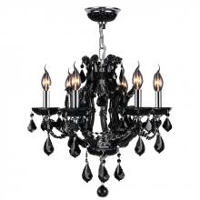 Worldwide Lighting Corp W83117C20-BL - Lyre Collection 6 Light Chrome Finish and Black Crystal Chandelier 20&#34; D x 19&#34; H Medium