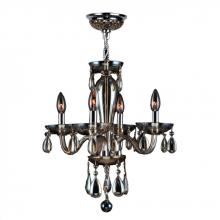 Worldwide Lighting Corp W83126C16-GT - Gatsby Collection 4 Light Chrome Finish and Golden Teak Blown Glass Chandelier 16&#34; D x 18&#34; H