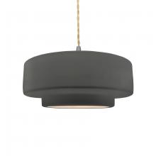 Justice Design Group CER-6543-GRY-NCKL-BEIG-TWST - Medium Tier 1-Light Pendant