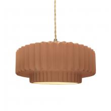 Justice Design Group CER-6553-ADOB-BRSS-BEIG-TWST - Medium Tier Pleated 1-Light Pendant