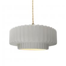 Justice Design Group CER-6553-BIS-BRSS-BEIG-TWST - Medium Tier Pleated 1-Light Pendant