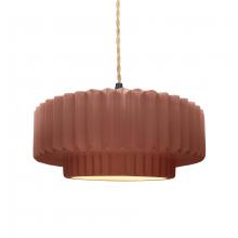 Justice Design Group CER-6553-CLAY-MBLK-BEIG-TWST - Medium Tier Pleated 1-Light Pendant