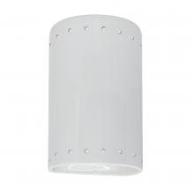 Justice Design Group CER-0990W-WHT-LED1-1000 - Small LED Cylinder w/ Perfs - Closed Top (Outdoor)