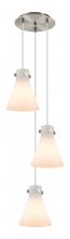 Innovations Lighting 113-410-1PS-SN-G411-8WH - Newton Cone - 3 Light - 16 inch - Brushed Satin Nickel - Multi Pendant