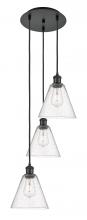 Innovations Lighting 113B-3P-BK-GBC-84 - Berkshire - 3 Light - 15 inch - Matte Black - Cord Hung - Multi Pendant