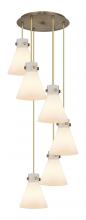 Innovations Lighting 116-410-1PS-BB-G411-8WH - Newton Cone - 6 Light - 19 inch - Brushed Brass - Multi Pendant