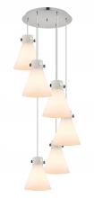 Innovations Lighting 116-410-1PS-PN-G411-8WH - Newton Cone - 6 Light - 19 inch - Polished Nickel - Multi Pendant