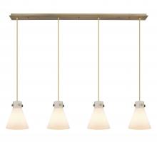 Innovations Lighting 124-410-1PS-BB-G411-8WH - Newton Cone - 4 Light - 52 inch - Brushed Brass - Linear Pendant