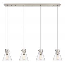 Innovations Lighting 124-410-1PS-SN-G411-8SDY - Newton Cone - 4 Light - 52 inch - Brushed Satin Nickel - Linear Pendant