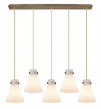 Innovations Lighting 125-410-1PS-BB-G411-8WH - Newton Cone - 5 Light - 40 inch - Brushed Brass - Linear Pendant