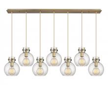 Innovations Lighting 127-410-1PS-BB-G410-8SDY - Newton Sphere - 7 Light - 52 inch - Brushed Brass - Cord hung - Linear Pendant