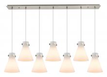 Innovations Lighting 127-410-1PS-SN-G411-8WH - Newton Cone - 7 Light - 52 inch - Brushed Satin Nickel - Linear Pendant