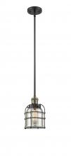 Innovations Lighting 201S-BAB-G58-CE - Bell Cage - 1 Light - 6 inch - Black Antique Brass - Stem Hung - Mini Pendant