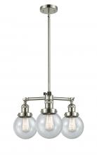 Innovations Lighting 207-PN-G204-6 - Beacon - 3 Light - 19 inch - Polished Nickel - Stem Hung - Chandelier