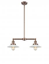 Innovations Lighting 209-AC-G1 - Halophane - 2 Light - 21 inch - Antique Copper - Stem Hung - Island Light