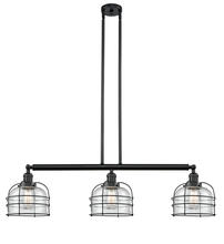 Innovations Lighting 213-BK-G74-CE - Bell Cage - 3 Light - 42 inch - Matte Black - Stem Hung - Island Light