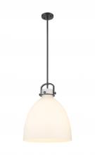  410-1SL-BK-G412-16WH - Newton Bell - 1 Light - 16 inch - Matte Black - Pendant