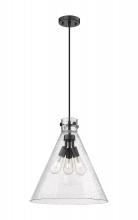  410-3PL-BK-G411-18SDY - Newton Cone - 3 Light - 18 inch - Matte Black - Cord hung - Pendant