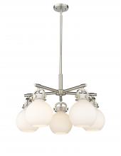 Innovations Lighting 410-5CR-SN-G410-7WH - Newton Sphere - 5 Light - 26 inch - Satin Nickel - Chandelier