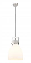 Innovations Lighting 411-1SM-SN-G412-10WH - Newton Bell - 1 Light - 10 inch - Satin Nickel - Mini Pendant