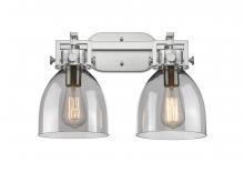 Innovations Lighting 411-2W-SN-G412-7SM - Newton Bell - 2 Light - 17 inch - Satin Nickel - Bath Vanity Light