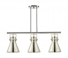 Innovations Lighting 411-3I-PN-M411-10PN - Newton Cone - 3 Light - 42 inch - Polished Nickel - Island Light