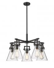 Innovations Lighting 411-5CR-BK-G411-7SDY - Newton Cone - 5 Light - 26 inch - Matte Black - Chandelier