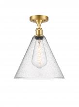 Innovations Lighting 516-1C-SG-GBC-124 - Berkshire - 1 Light - 12 inch - Satin Gold - Semi-Flush Mount