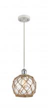 Innovations Lighting 516-1P-WPC-G122-8RB - Farmhouse Rope - 1 Light - 8 inch - White Polished Chrome - Cord hung - Mini Pendant