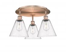 Innovations Lighting 516-3C-AC-GBC-84 - Berkshire - 3 Light - 20 inch - Antique Copper - Flush Mount