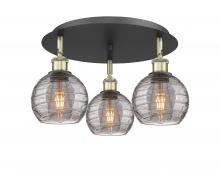 Innovations Lighting 516-3C-BAB-G1213-6SM - Athens Deco Swirl - 3 Light - 18 inch - Black Antique Brass - Flush Mount