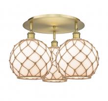 Innovations Lighting 516-3C-BB-G121-10RB - Farmhouse Rope - 3 Light - 22 inch - Brushed Brass - Flush Mount