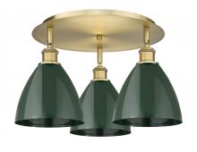 Innovations Lighting 516-3C-BB-MBD-75-GR - Plymouth - 3 Light - 19 inch - Brushed Brass - Flush Mount