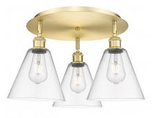 Innovations Lighting 516-3C-SG-GBC-82 - Berkshire - 3 Light - 20 inch - Satin Gold - Flush Mount