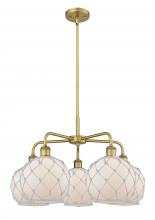 Innovations Lighting 516-5CR-BB-G121-8RW - Farmhouse Rope - 5 Light - 27 inch - Brushed Brass - Stem hung - Chandelier