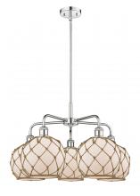 Innovations Lighting 516-5CR-PC-G121-8RB - Farmhouse Rope - 5 Light - 27 inch - Polished Chrome - Stem hung - Chandelier