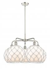 Innovations Lighting 516-5CR-PN-G121-10RW - Farmhouse Rope - 5 Light - 29 inch - Polished Nickel - Stem hung - Chandelier