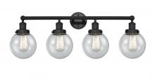 Innovations Lighting 616-4W-BK-G204-6 - Beacon - 4 Light - 33 inch - Matte Black - Bath Vanity Light