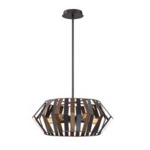 Eurofase 38268-014 - BEVELO,5LT CHANDELIER,WOOD/BRZ