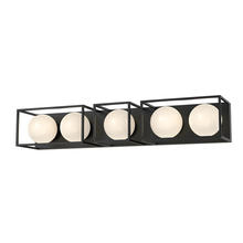 Alora Lighting VL519535MBOP - Amelia 35-in Matte Black/Opal Matte Glass 5 Lights Vanity