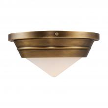 Alora Lighting FM348010VBOP - Willard 10-in Vintage Brass/Opal Matte Glass 1 Light Flush Mount