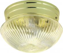 Nuvo SF76/250 - 1 Light - 8&#34; Flush with Clear Ribbed Glass - Polished Brass Finish